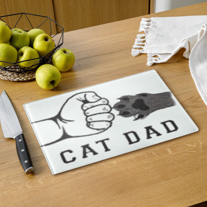 Cat Dad Glass cutting board - Image 2