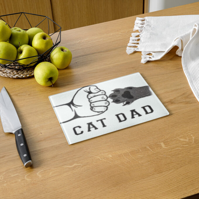 Cat Dad Glass cutting board