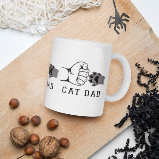 CAT DAD White glossy mug - Image 2