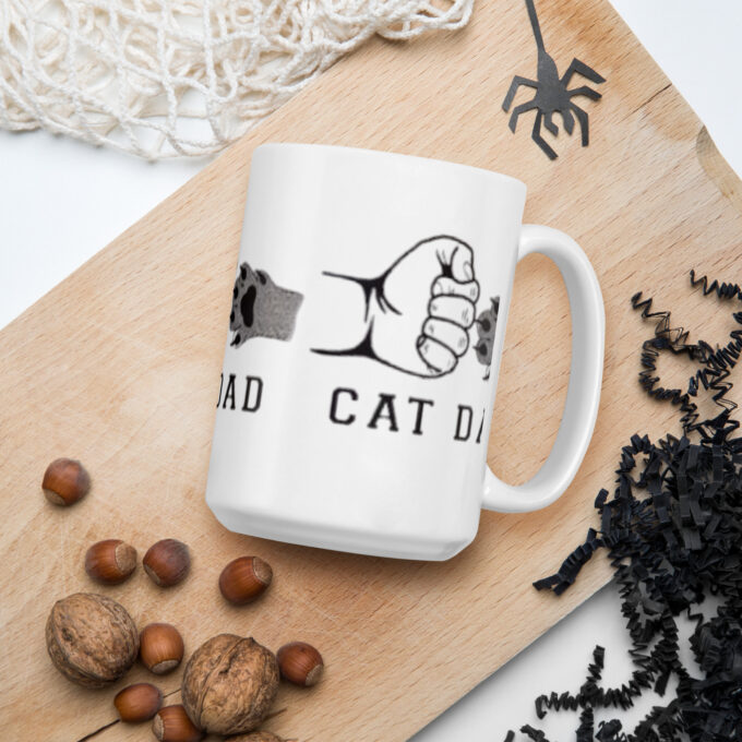 CAT DAD White glossy mug - Image 3