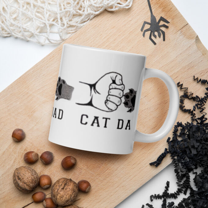 CAT DAD White glossy mug